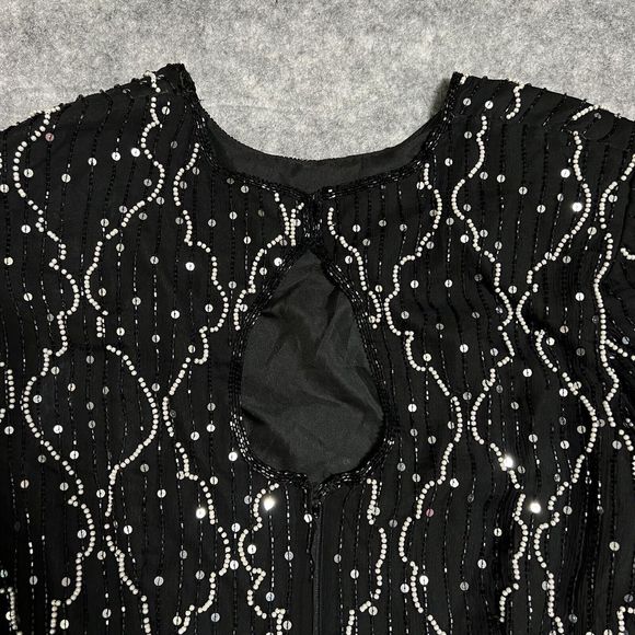 Silhouettes Dress Women's 20 ROARING 20s Sequins Beaded Flapper Girl Dress Black - Picture 17 of 17